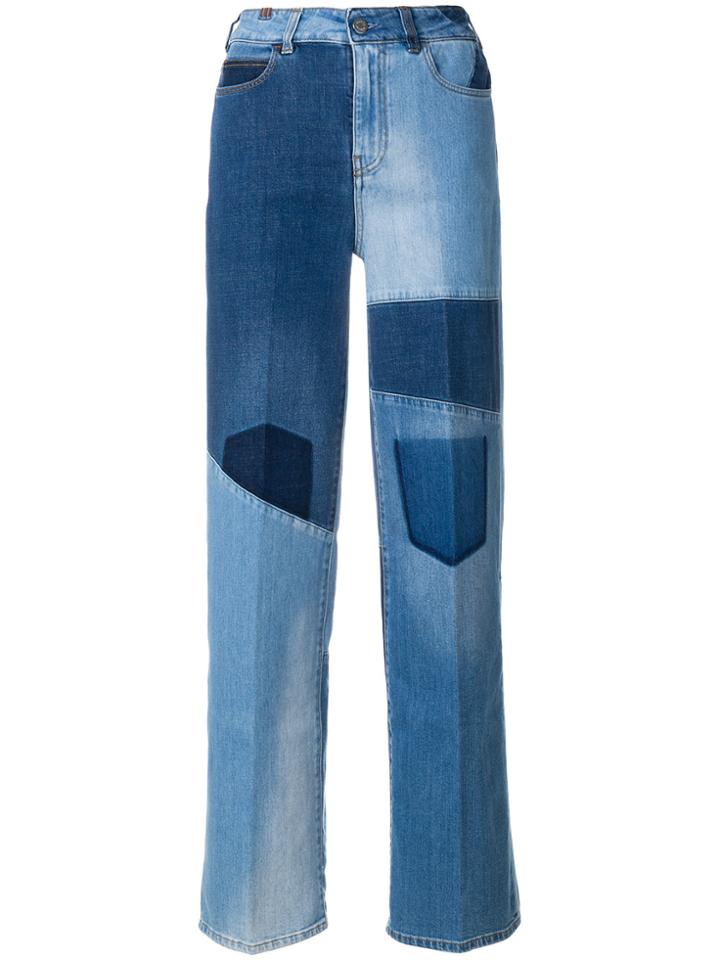 Notify Wide Patchwork Jeans - Blue