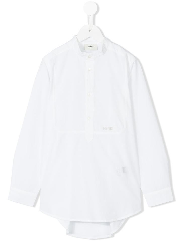 Fendi Kids - Mandarin Neck Shirt - Kids - Cotton - 10 Yrs, White