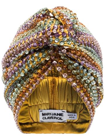 Maryjane Claverol Malibu Beaded Sequin Turban - Yellow