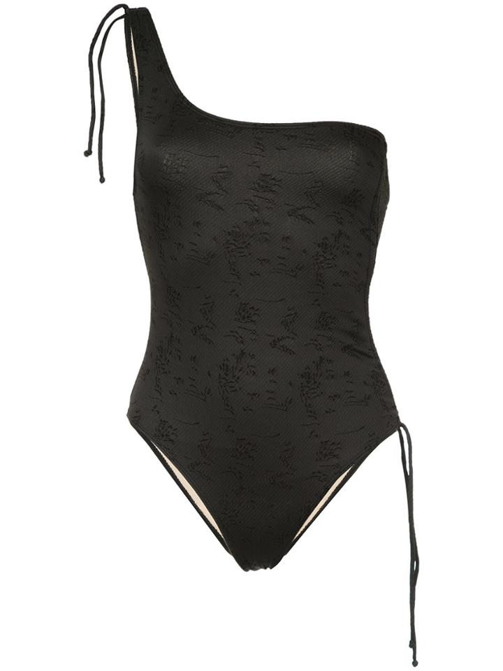 Peony Ink Ruched One-piece - Black