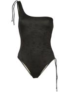 Peony Ink Ruched One-piece - Black