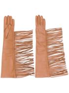 Manokhi Fringed Gloves - Brown