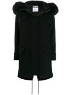 Moschino Faux-fur Hooded Coat - Black