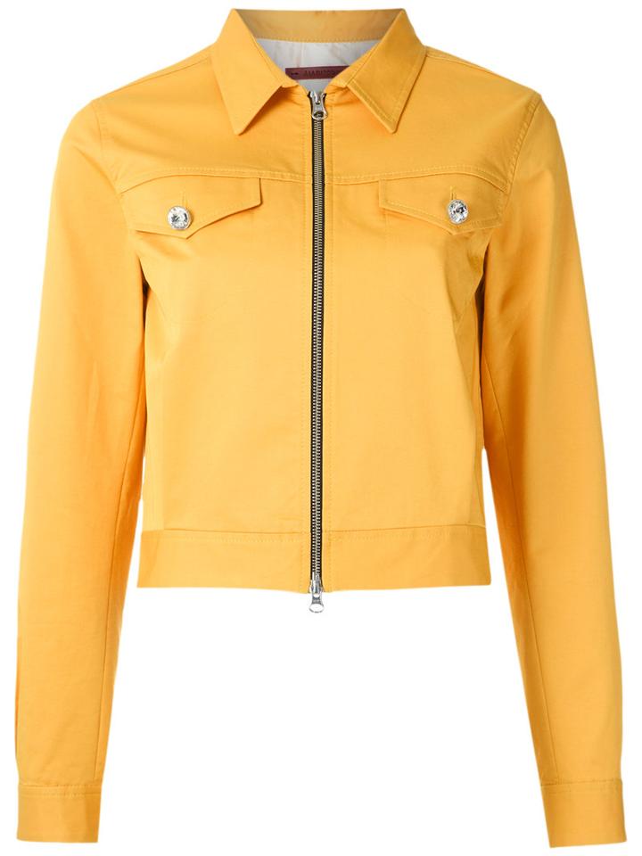 À La Garçonne - Cropped Jacket - Women - Cotton/spandex/elastane - Pp, Yellow/orange, Cotton/spandex/elastane