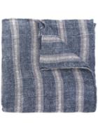 Brunello Cucinelli Striped Scarf, Men's, Blue, Cotton/linen/flax