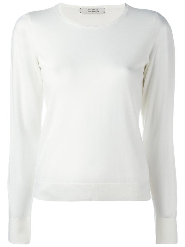 Dorothee Schumacher Side Slit Detail Jumper, Women's, Size: I, White, Virgin Wool