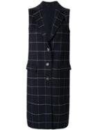 Ck Calvin Klein Check Double Weave Long Coat - Blue