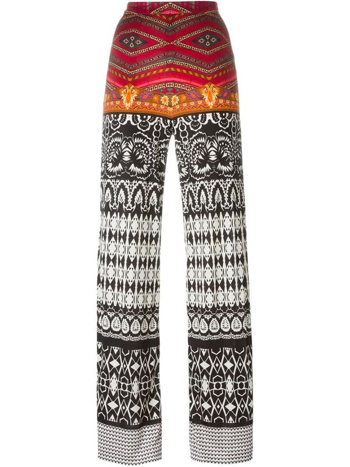 Etro Printed Straight Trousers, Women's, Size: 46, Red, Silk