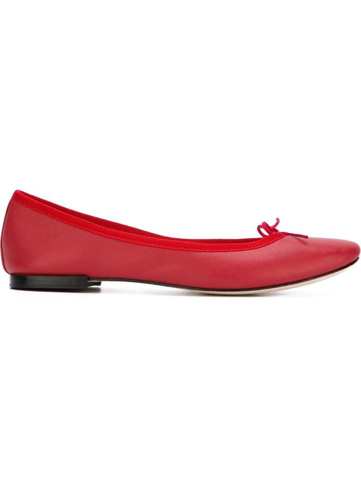 Repetto Contrast Trim Ballerinas, Women's, Size: 36.5, Red, Cotton/leather/calf Leather