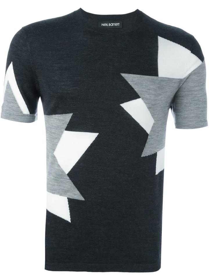 Neil Barrett Geometric Intarsia Knitted Top