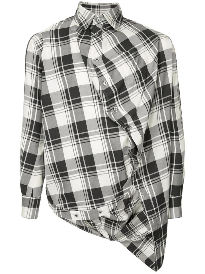 Anrealage Tartan Asymmetric Shirt - Black