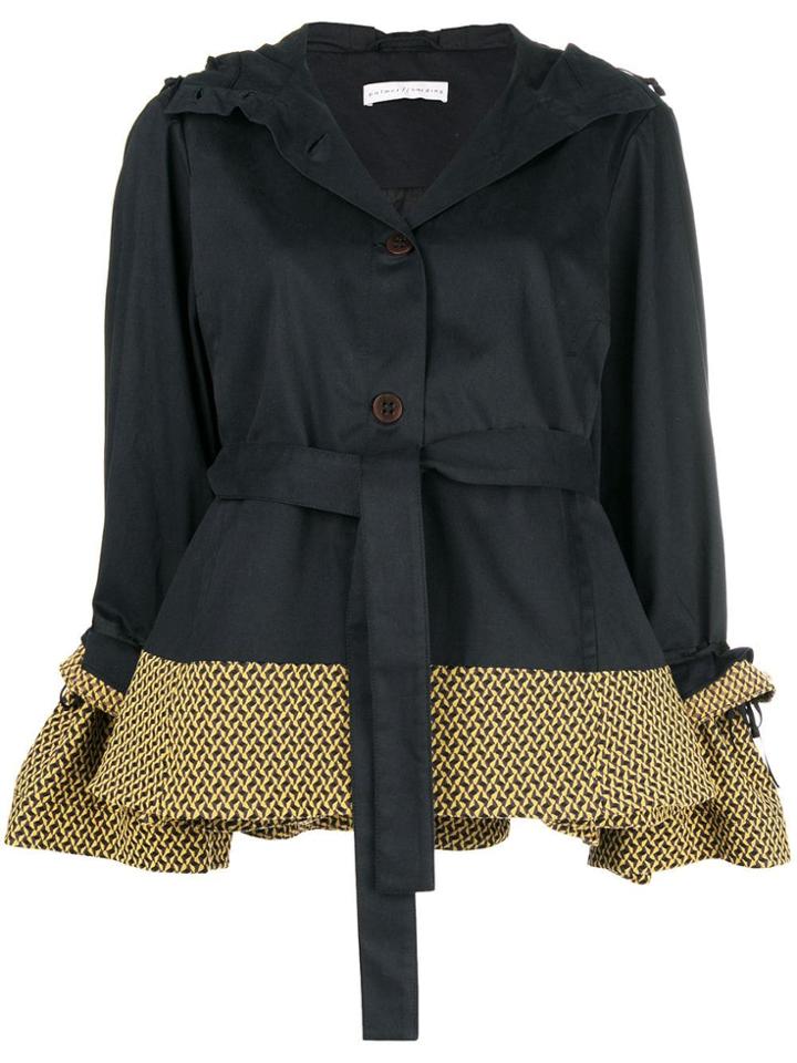 Palmer / Harding Pattern Trim Hooded Top - Black