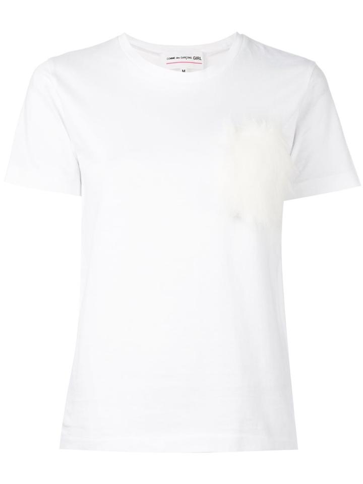 Comme Des Garçons Girl Fur Detail T-shirt, Size: Medium, White, Cotton/acrylic/polyester