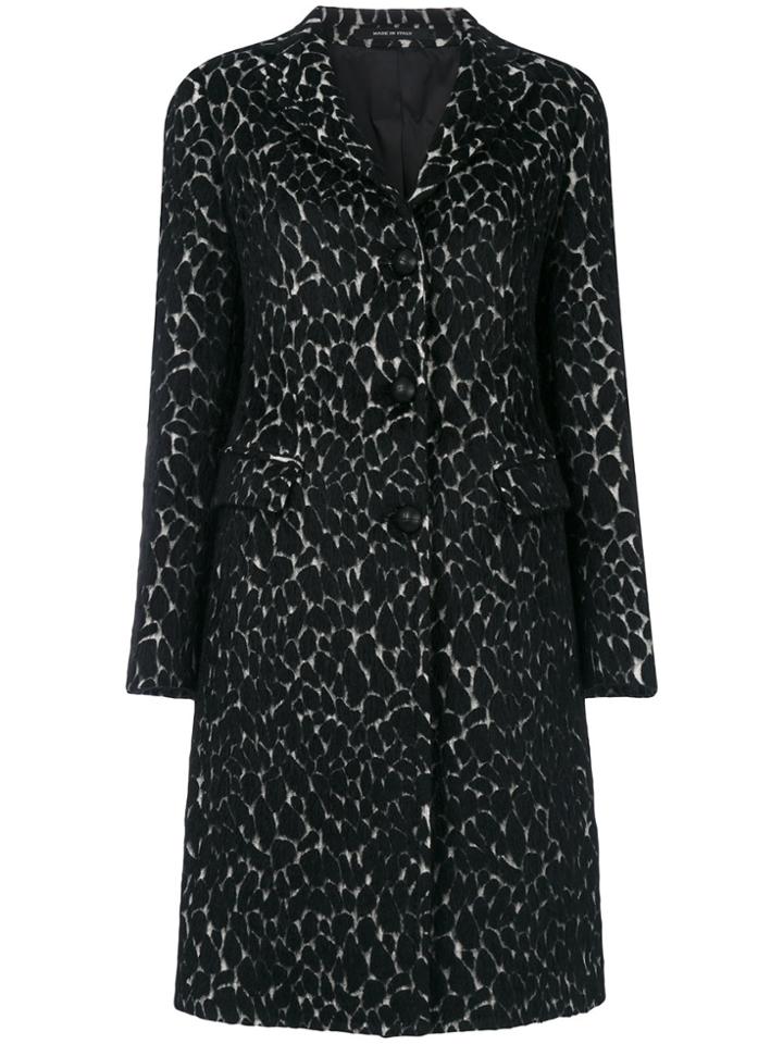 Tagliatore Single Breasted Patterned Coat - Black