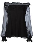 P.a.r.o.s.h. Off Shoulder Blouse, Women's, Size: Xl, Black, Silk/polyester