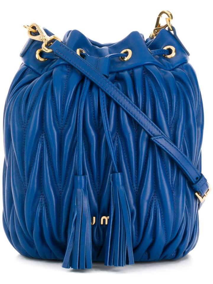 Miu Miu Quilted Bucket Bag - Blue