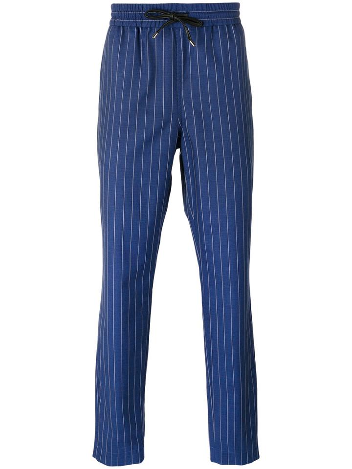 Bernardo Giusti Striped Track Pants, Men's, Size: 50, Blue, Wool