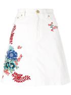 House Of Holland Embroidered Denim Skirt - White