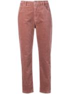 Closed Corduroy Cropped Trousers - Pink & Purple