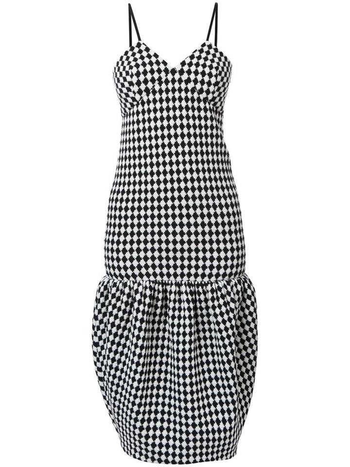 Victoria Beckham Checked Midi Dress, Women's, Size: 8, White, Spandex/elastane/wool