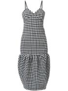 Victoria Beckham Checked Midi Dress, Women's, Size: 8, White, Spandex/elastane/wool