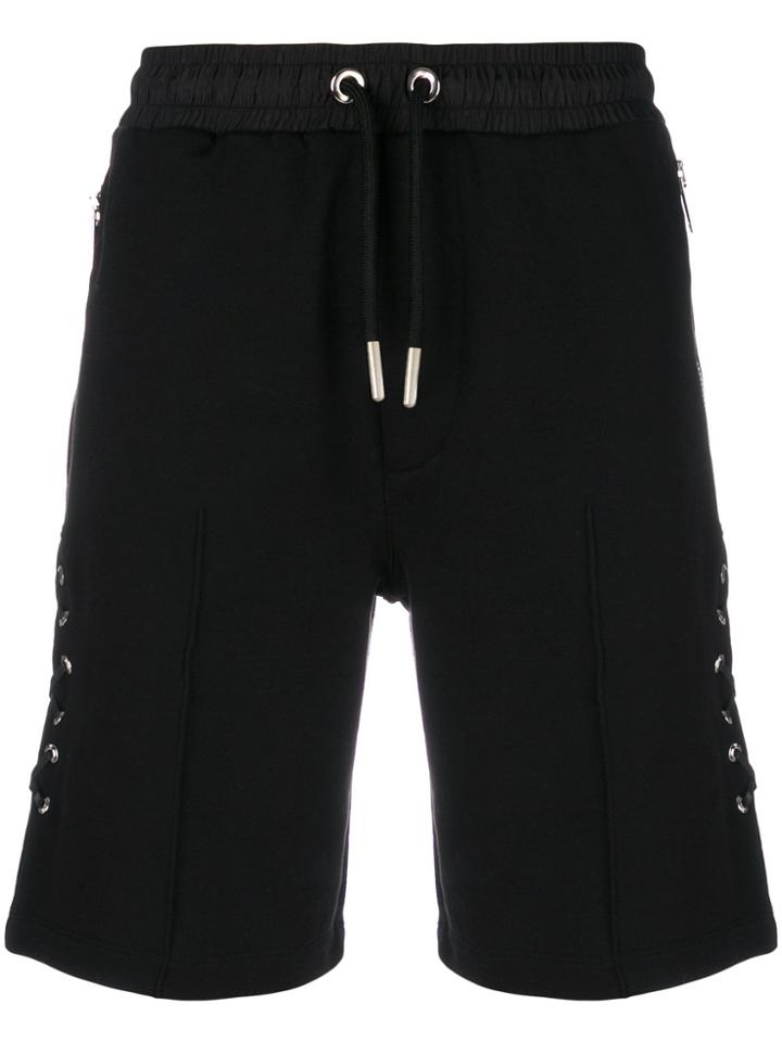 Les Hommes Lace-up Detail Shorts - Black