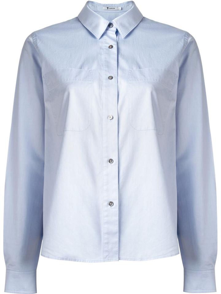 T By Alexander Wang Chest Pocket Shirt, Women's, Size: 2, Blue, Cotton