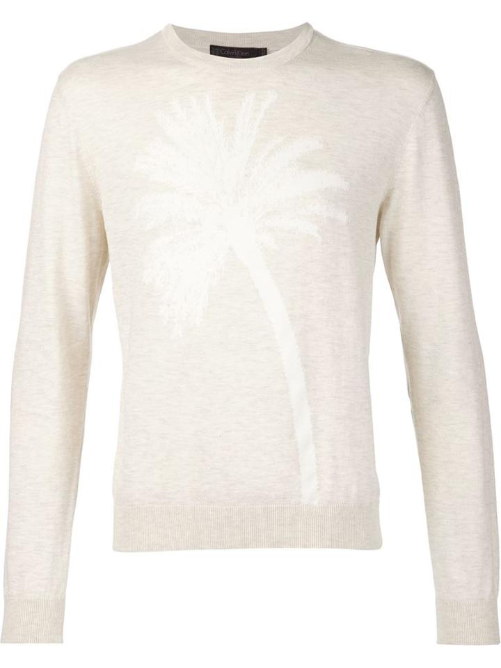 Calvin Klein Collection Tonal Palm Tree Sweater