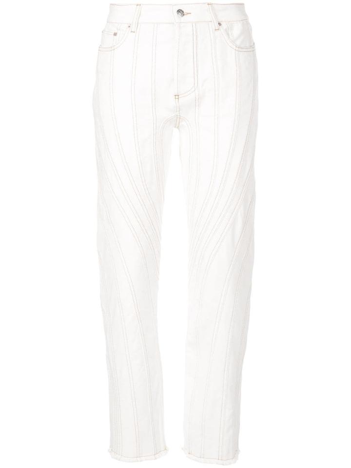 Mugler Stitching Detail Trousers - White