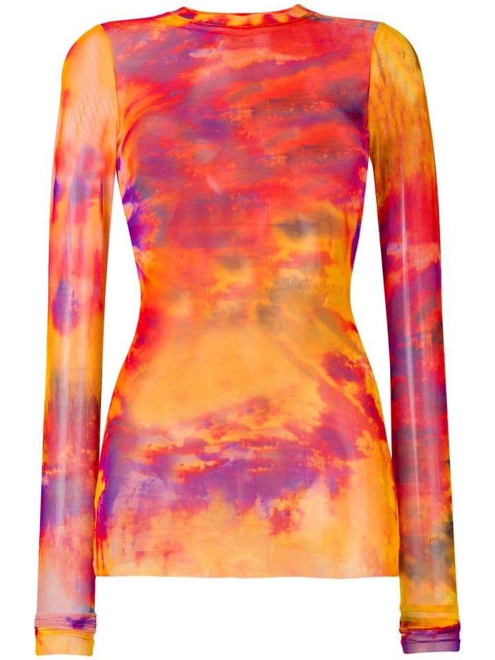 Msgm Printed Fitted Jumper - Orange