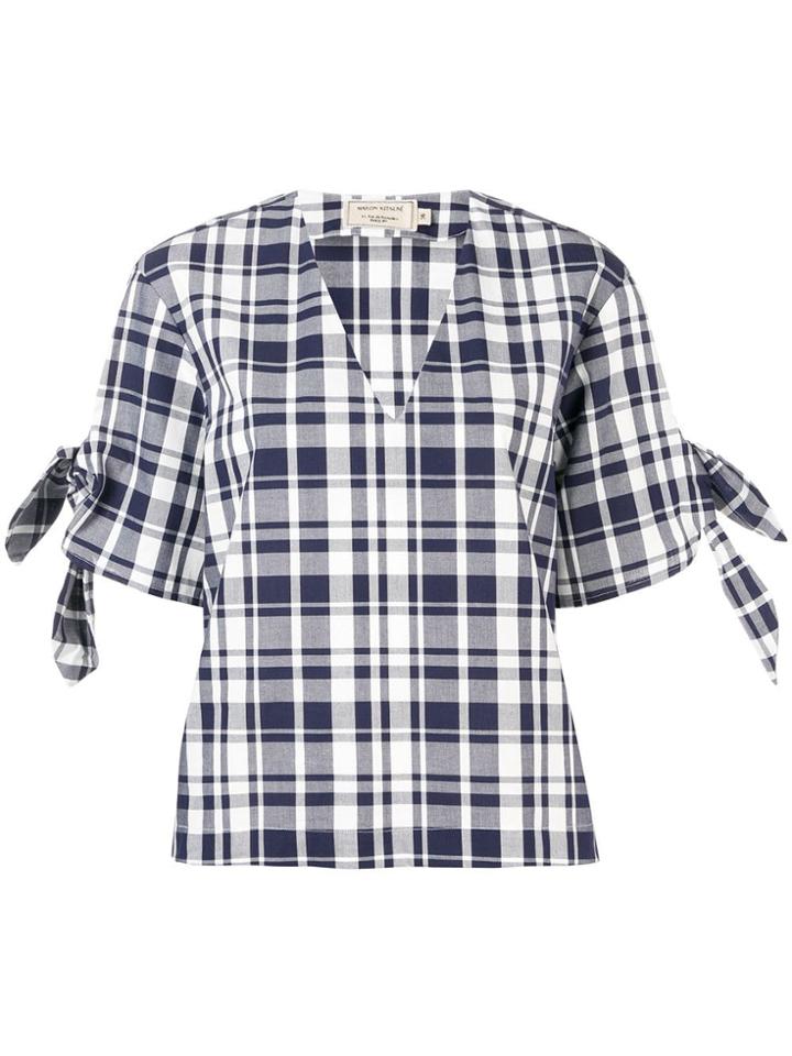 Maison Kitsuné Checked Blouse - Blue