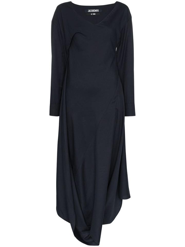 Jacquemus Draped V-neck Dress - Blue