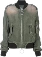 Off-white Dégradé Effect Bomber Jacket, Women's, Size: Xs, Green, Cotton/cupro