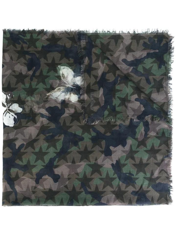 Valentino Valentino Garavani Camustars And Floral Scarf, Men's, Green, Silk/cashmere/modal