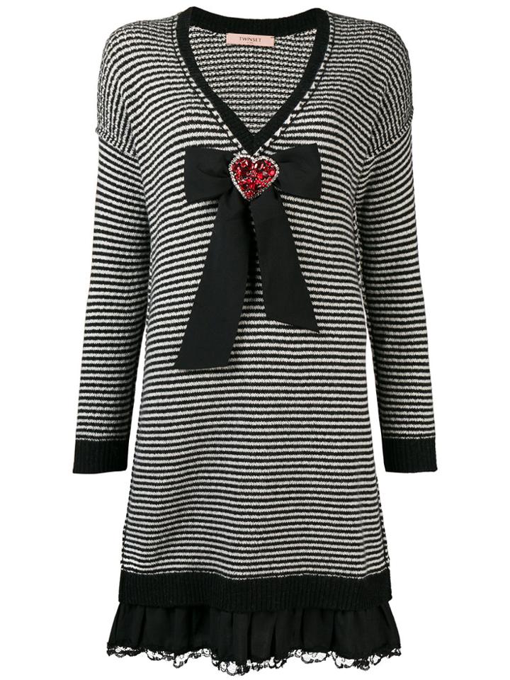 Twin-set Embellished Heart Dress - Black