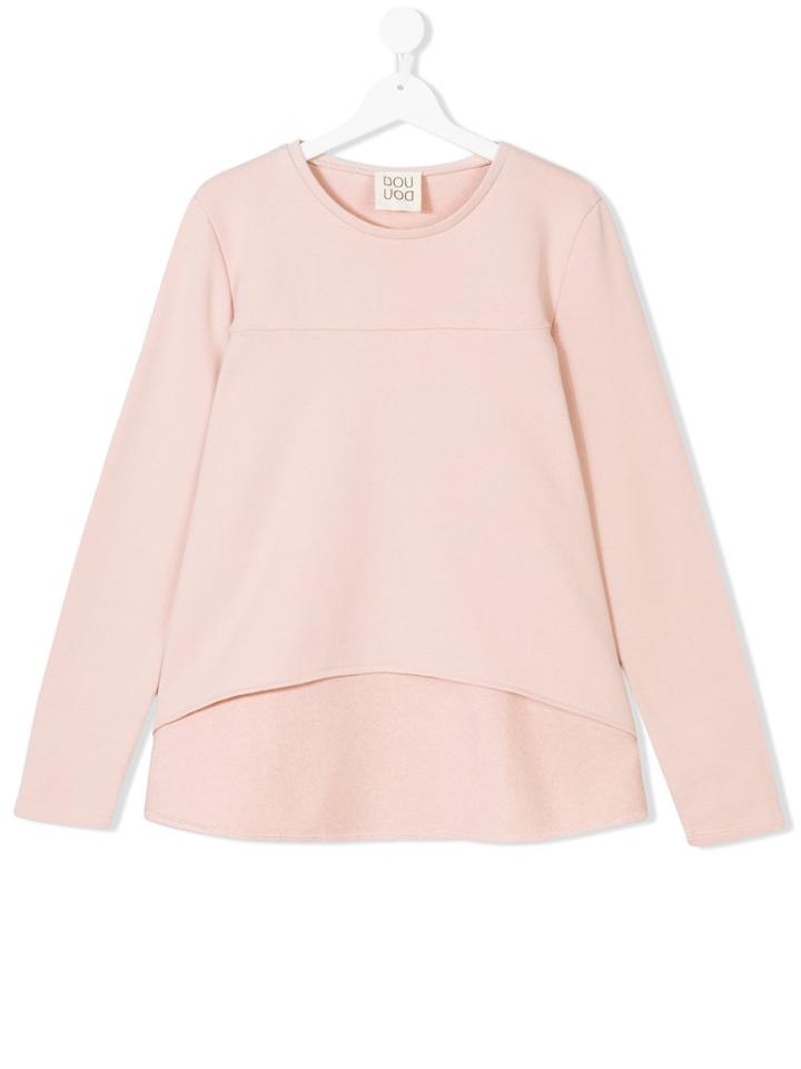 Douuod Kids Asymmetric Hem Sweatshirt - Pink & Purple