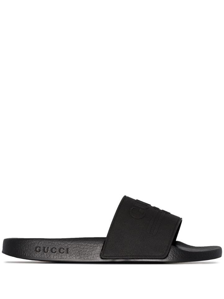 Gucci Pursuit Logo-embossed Slides - Black