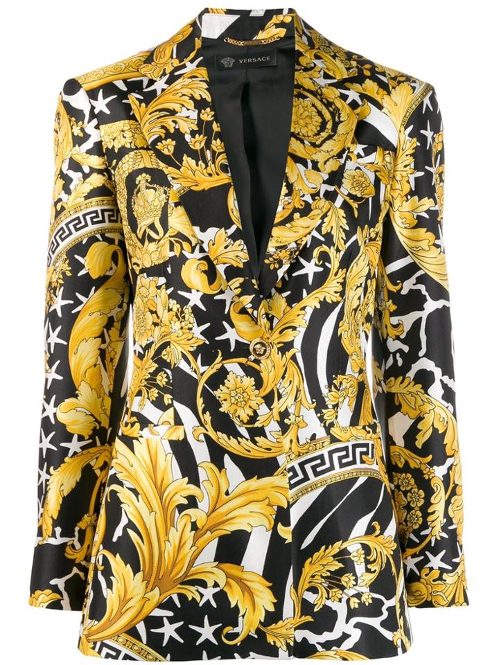 Versace Baroque Print Blazer - Black