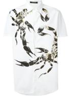 Roberto Cavalli Scorpio Print Shirt, Men's, Size: 39, White, Cotton/spandex/elastane