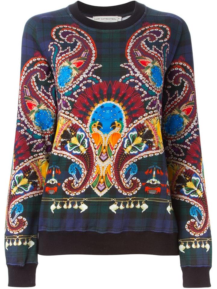 Mary Katrantzou Paisley Print Plaid Sweatshirt