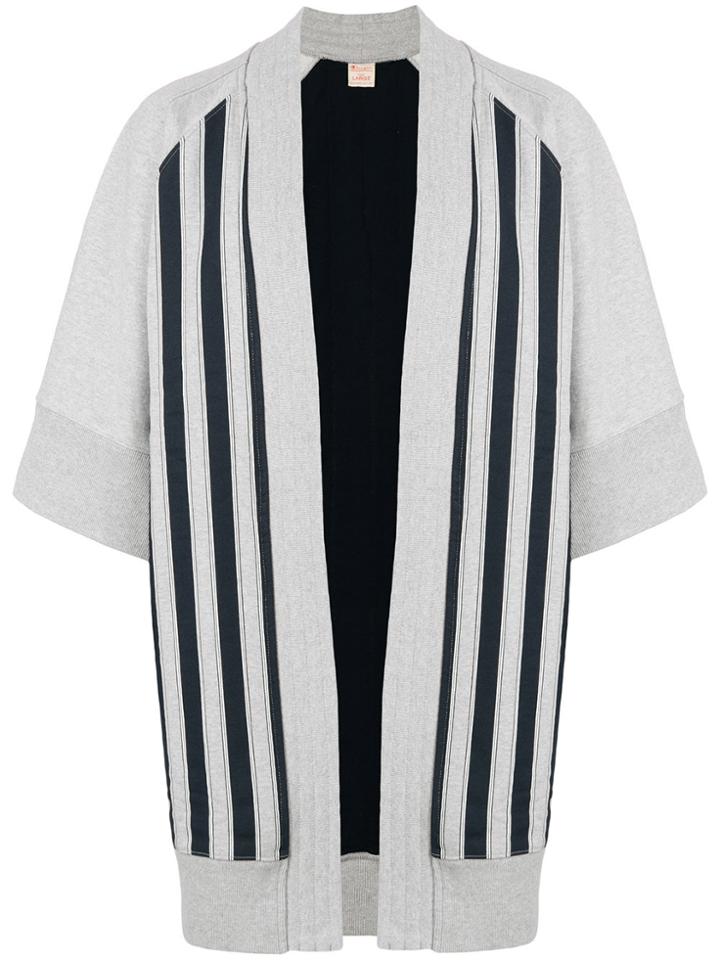 Champion Striped Short-sleeve Cardigan - Grey