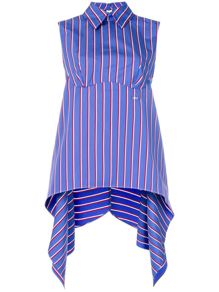 Off-white Asymmetric Striped Blouse - Blue