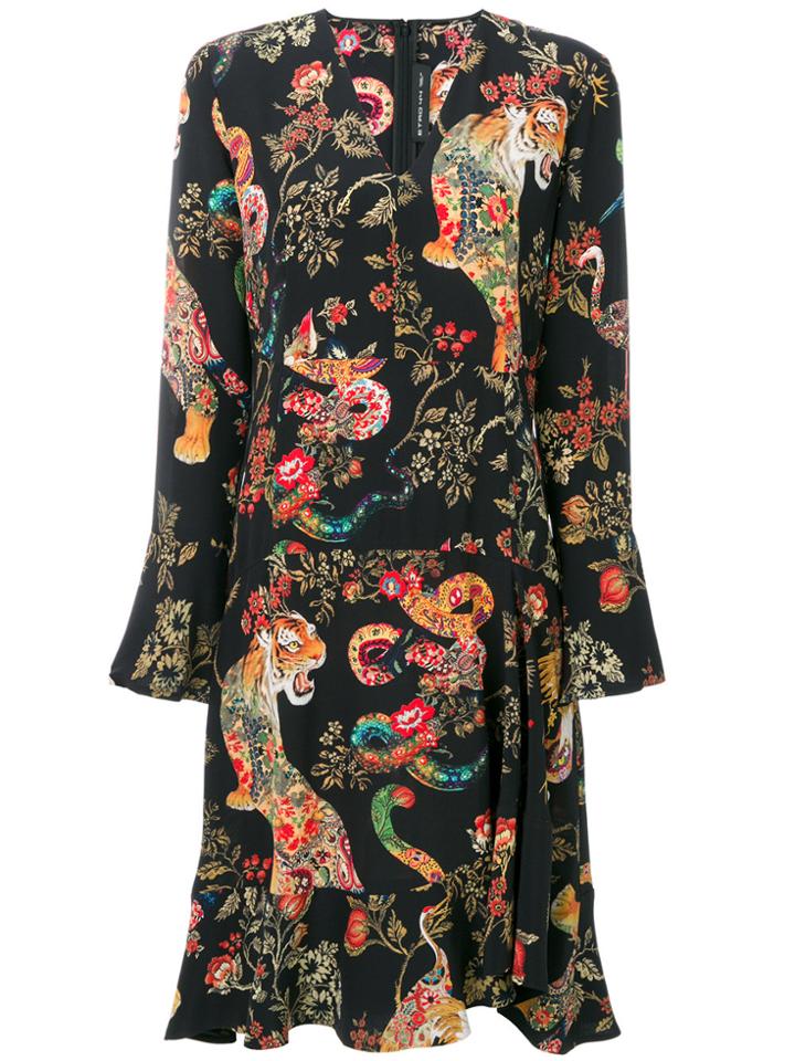 Etro Animals Print Longsleeved Dress - Black