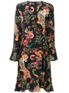 Etro Animals Print Longsleeved Dress - Black
