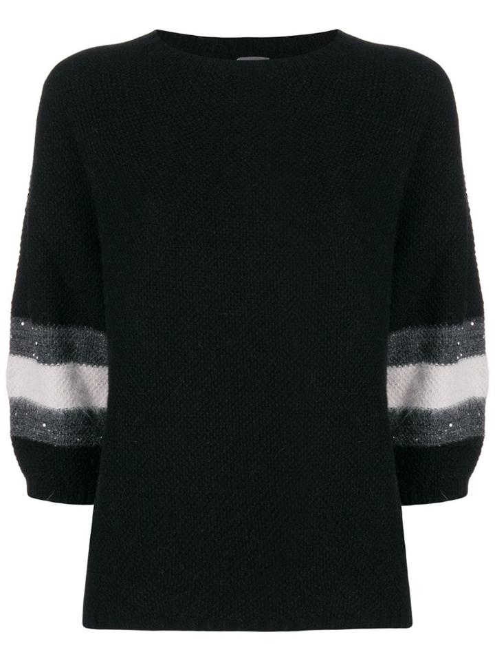 Lorena Antoniazzi Contrasting Band Sweater - Black