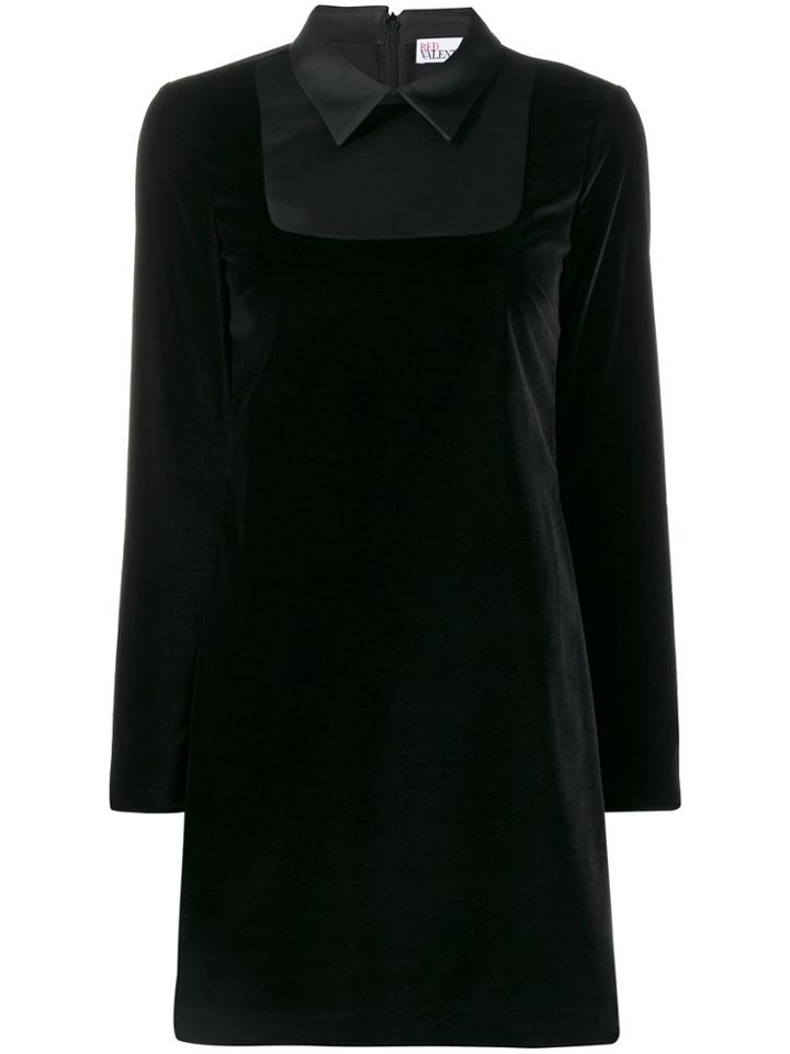 Red Valentino Contrast Collar Velvet Dress - Black