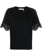 See By Chloé Lace Sleeve T-shirt - Black