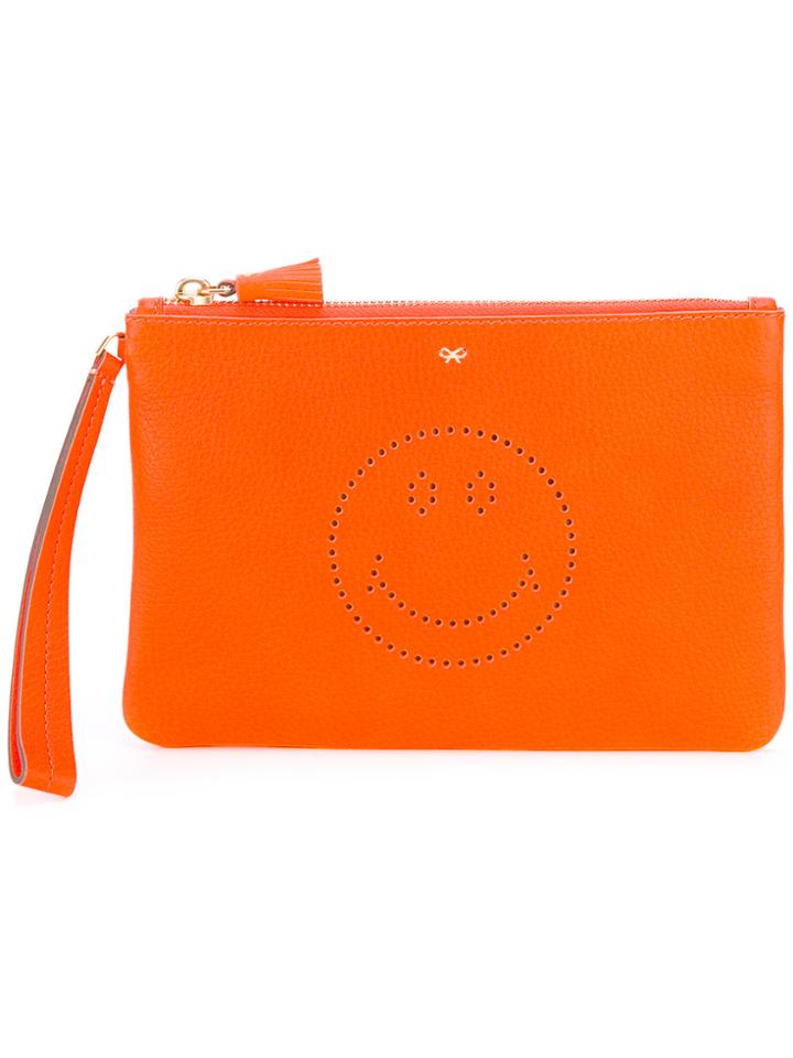 Anya Hindmarch Smiley Zipped Clutch - Yellow & Orange