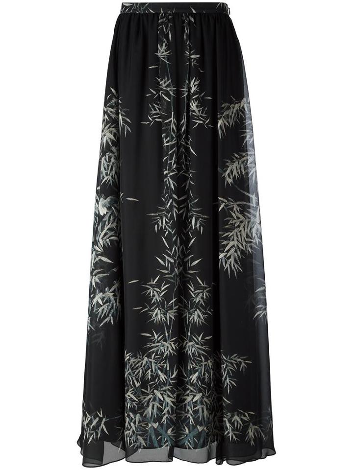 Philosophy Di Lorenzo Serafini Leaf Print Maxi Skirt, Women's, Size: 42, Black, Silk/polyester