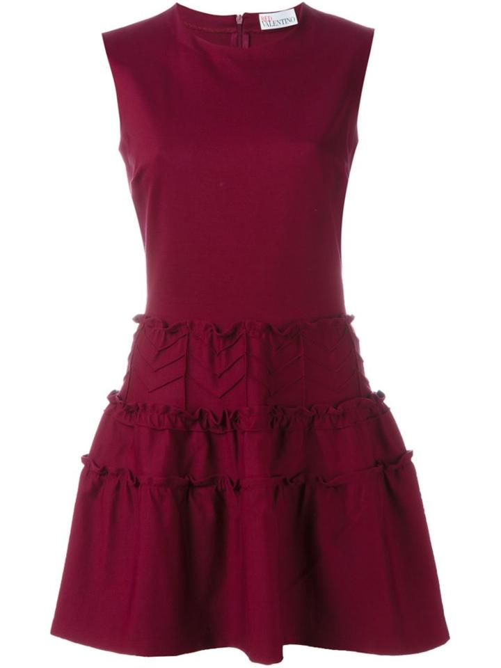 Red Valentino Ruffled Mini Dress, Women's, Size: Medium, Viscose/polyamide/spandex/elastane